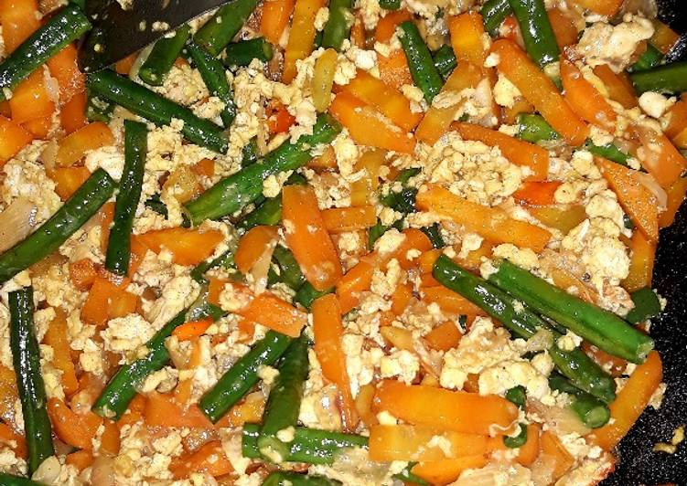 Resep Tumis kacang panjang, wortel dan telur orak arik Anti Gagal
