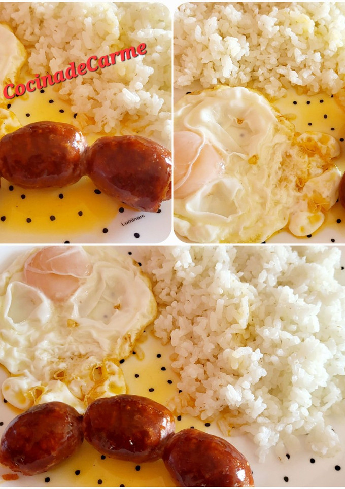 Una foto de Arroz con chorizos 🔥 y huevo