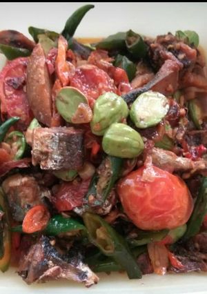 Foto resep Tumis ikan asin peda campur pete