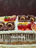 كيك نص فاكهة ونص شوكليت🎂🍰🍫