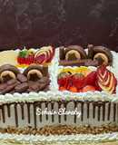 كيك نص فاكهة ونص شوكليت🎂🍰🍫