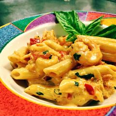 A picture of Shrimp Diablo in Penne Pasta.