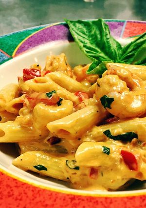 A picture of Shrimp Diablo in Penne Pasta.