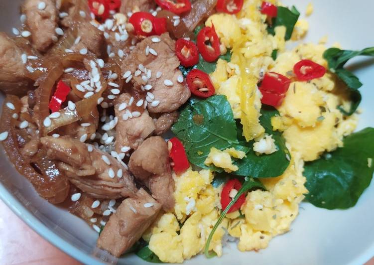 Langkah Mudah untuk Membuat Rice bowl (Chicken Teriyaki &amp; scramble egg), Enak