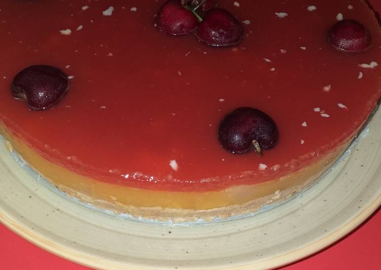 Tarta de galletas y frutas