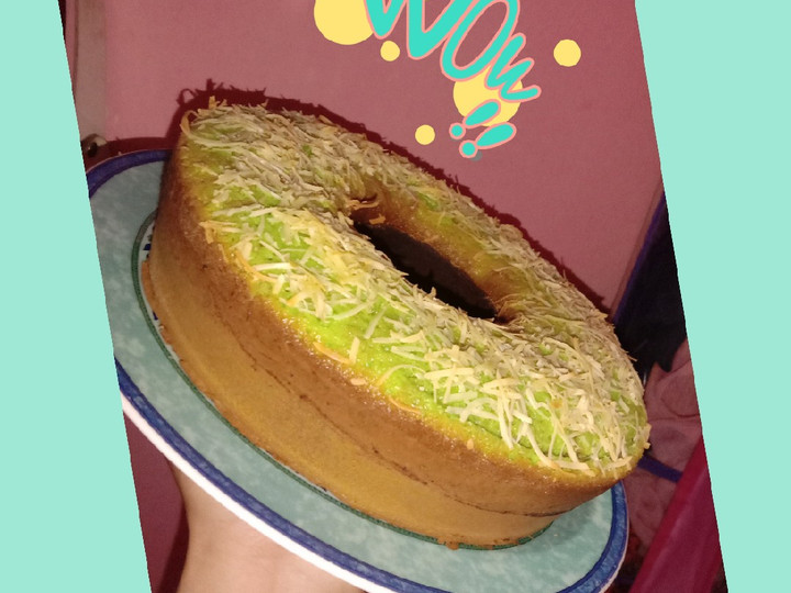 Cara Gampang Menyiapkan Bolu pandan coklat toping keju, Lezat