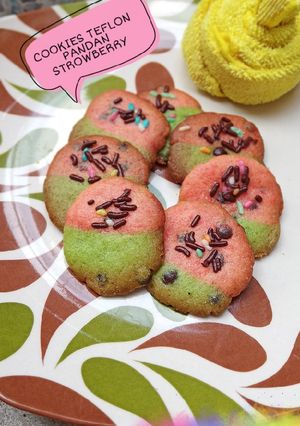 Foto resep Cookies teflon 2 (pandan, strowberry dan choco chip)