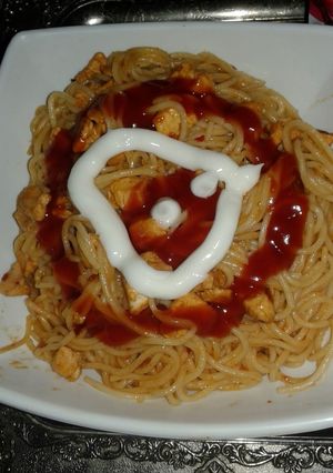 A picture of Chicken Speghtee.