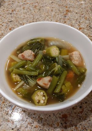 A picture of Sinigang (sour soup).