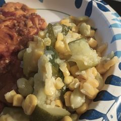 A picture of Three Sisters Summer Squash Succotash.