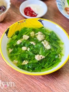 Hình của món Canh Cải Bó Xôi Nấu Thịt Xay.