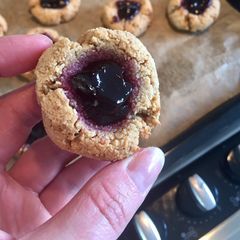 A picture of Almond & Plum Jam Thumbprint Cookies (Gluten Free, Vegan).