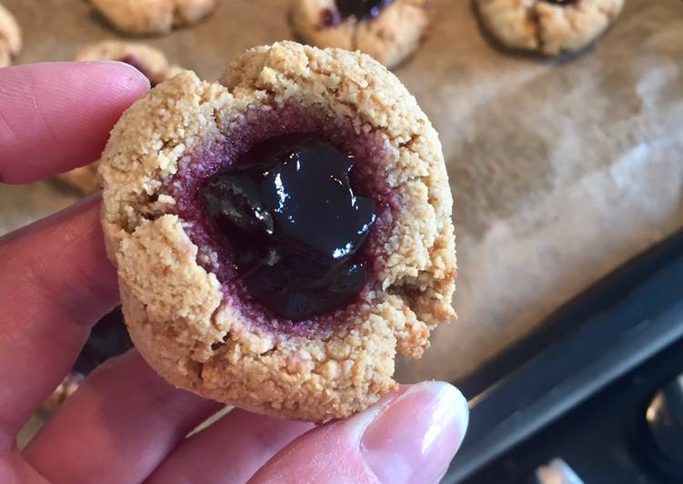 Almond &amp; Plum Jam Thumbprint Cookies (Gluten Free, Vegan)