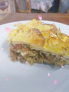 صورة لوصفة غراتان بطاطا وباذنجان بالكفته 🥔🍆😽😽