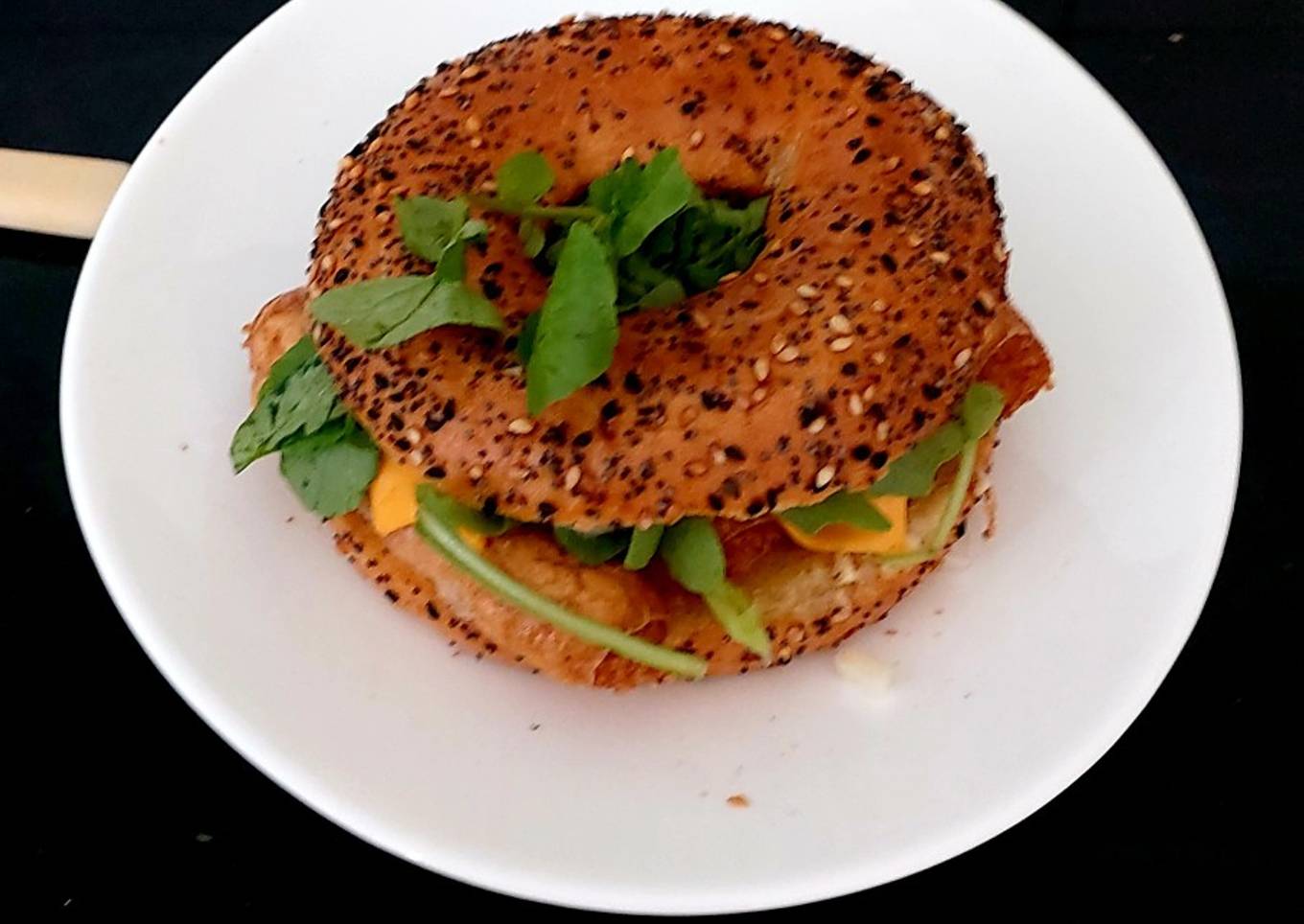 #Breakfast#Brunch#LunchMy Sausage Onion & Cheese Slice Bagel