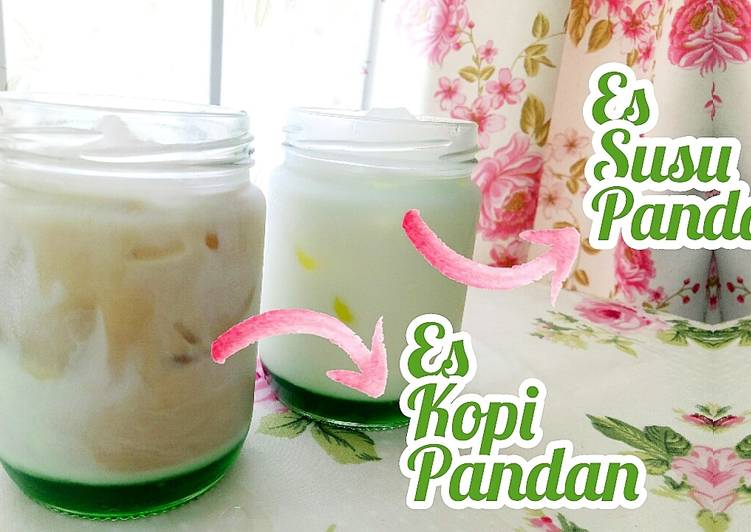 Es kopi pandan dan es susu pandan