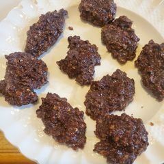 A picture of Cow Patties, aka Chocolate Peanut Butter Oatmeal Cookies.