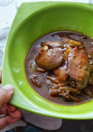 A picture of Chicken Liver in Sweet Soy Sauce.