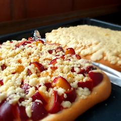 A picture of One dough for 3 different bread variation (crumble bread, plum crumble bread, bread roll).