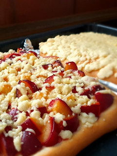 A picture of One dough for 3 different bread variation (crumble bread, plum crumble bread, bread roll).