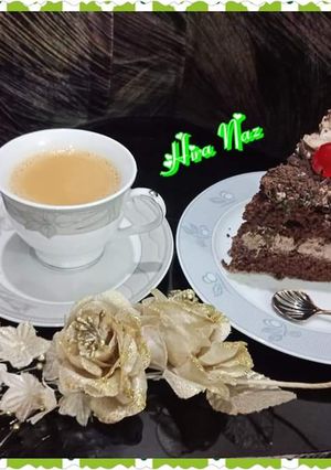 A picture of Chocolate Cake with Tea.
