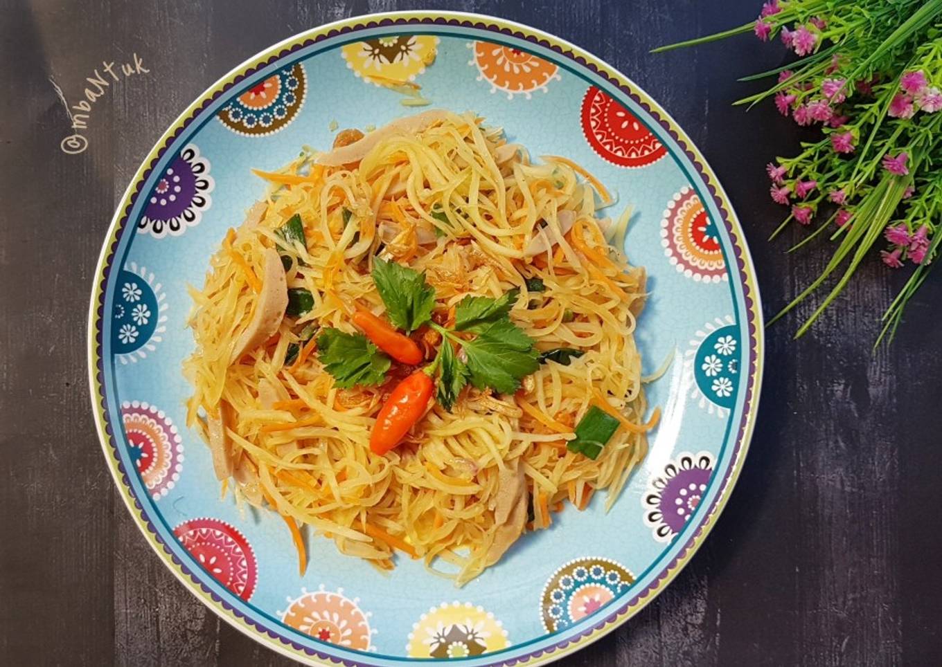'Mie Goreng' Pepaya Muda (gluten free, low carbo, tinggi serat)