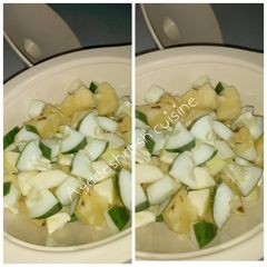 A picture of Apple,pineapple and cucumber fruit salad.