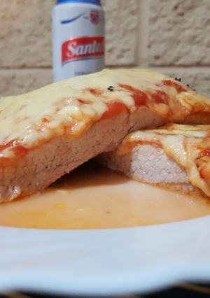 Una foto de Churrasquito de cerdo (Brayola) al roquefort ¡al horno!❤
