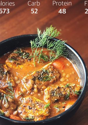 A picture of Salmon & Lentil Soup.