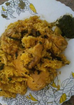 A picture of Indian Style Pilau (Chicken with Rice).