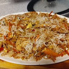 A picture of Egg fried vegetable rice.
