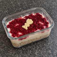 A picture of Milky Bar Raspberry Overnight Oats.