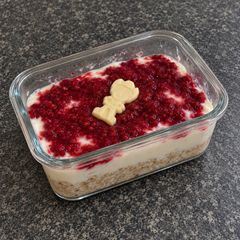 Milky Bar Raspberry Overnight Oats A picture of Milky Bar Raspberry Overnight Oats.