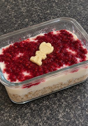 A picture of Milky Bar Raspberry Overnight Oats.