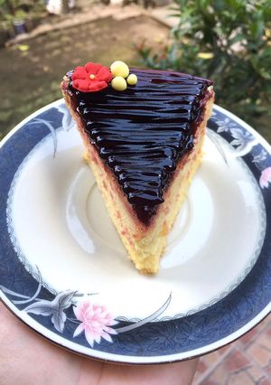 Foto resep Vanilla cake selai blueberry💜