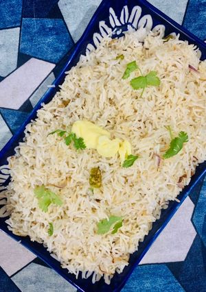 A picture of Bagharey Rice ~ serve with butter.