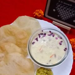 A picture of Basundi Puri.