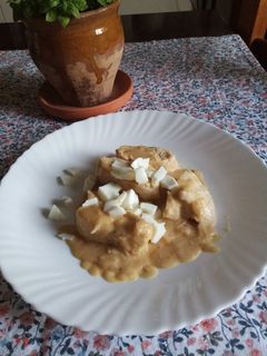 Una foto de Solomillo de pavo en pepitoria