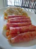 Rollos de jamón rellenos de papa y zanahoria