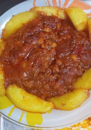 عکسی از دستور قیمه گوشت چرخکرده با برنج زعفرانی