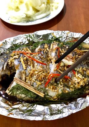 Hình của món Rô phi hấp xì dầu.