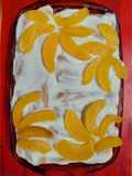 Torta fría de melocotón con vainillas y crema