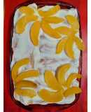 Torta fría de melocotón con vainillas y crema