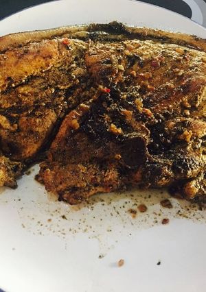 A picture of Lemon and pepper pork steak.