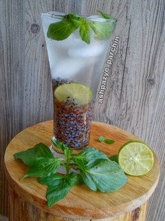 عکسی از دستور شربت با تخم خرفه و تخم شربتی و خاکشیر 🌸