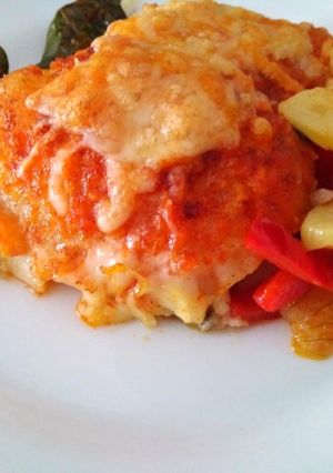 Una foto de Bacalao con pimientos