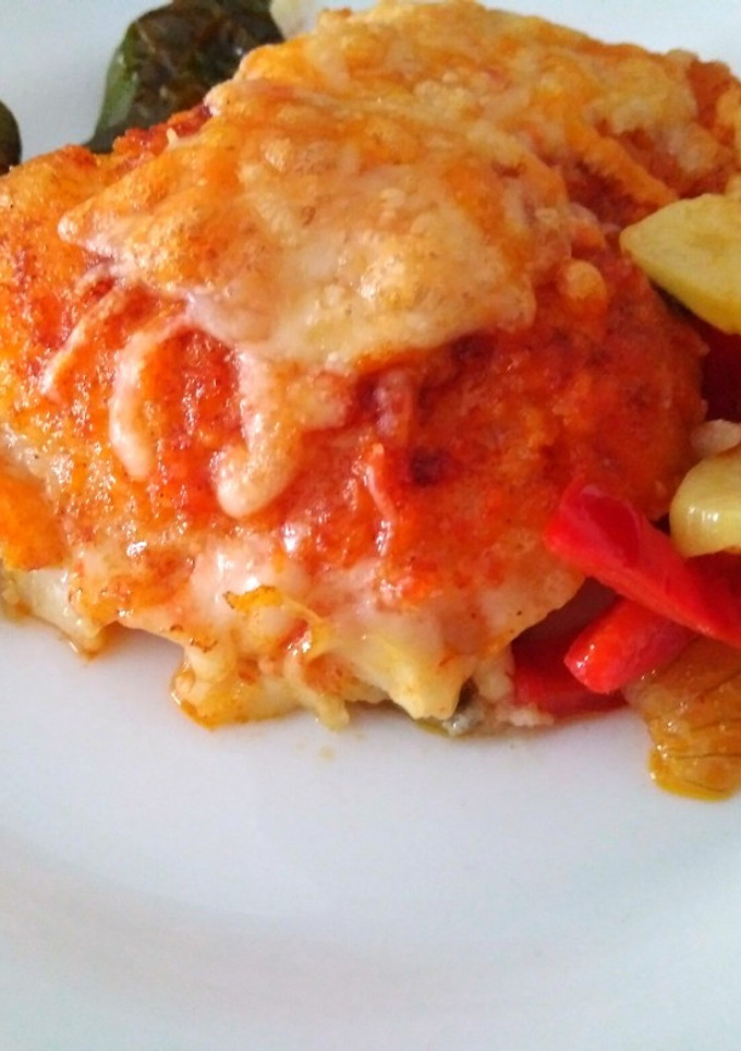 Una foto de Bacalao con pimientos
