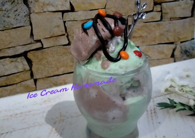 Langkah Mudah untuk Menyiapkan Ice Cream Homemade (Pandan, Coklat, Oreo), Sempurna