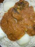 Spaghetti with stew, boiled eggs n irish