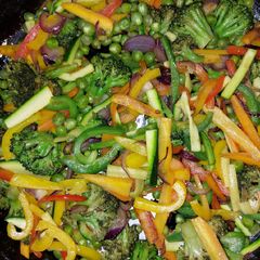 A picture of Stir fried mixed vegetables (Ratatouille).